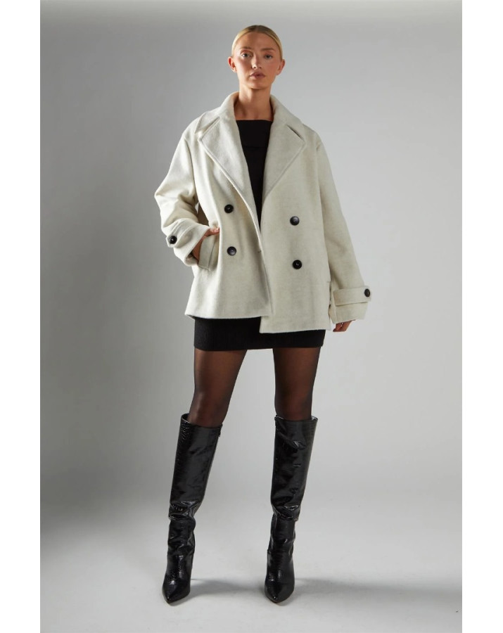 GLAMOROUS ΛΕΥΚΟ ΚΟΝΤΟ ΠΑΛΤΟ