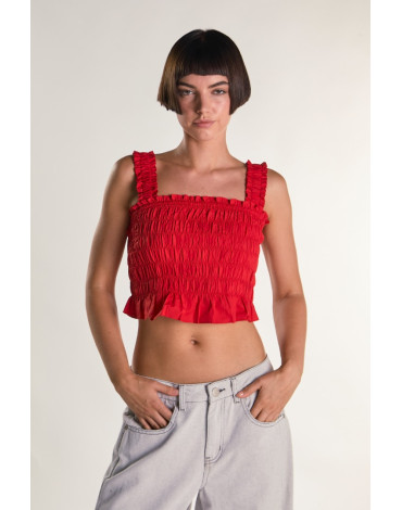 GLAMOROUS TOP ΣΦΙΓΓΟΦΩΛΙΑ ΣΕ ΚΟΚΚΙΝΟ ΚΑΙ ΣΙΕΛ ΒΑΜΒΑΚΕΡΟ ΑΝ5233