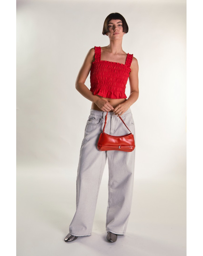 GLAMOROUS TOP ΣΦΙΓΓΟΦΩΛΙΑ ΣΕ ΚΟΚΚΙΝΟ ΚΑΙ ΣΙΕΛ ΒΑΜΒΑΚΕΡΟ ΑΝ5233