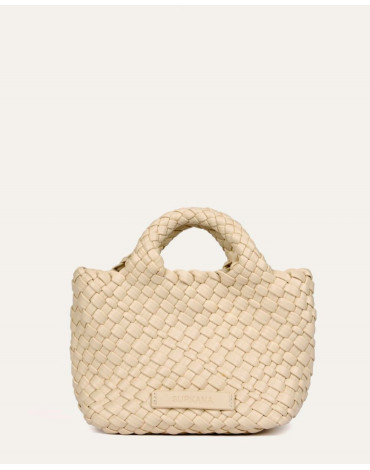 SURKANA Μπεζ μίνι πλεκτή τσάντα BRAI811