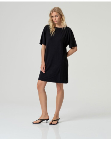 SURKANA Μαύρο φόρεμα με κοντό μανίκι και φαρδιά γραμμή BASY711