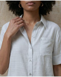 SURKANA Ανοιχτό γκρι κοντομάνικο πουκάμισο με τσέπη BAVI123
