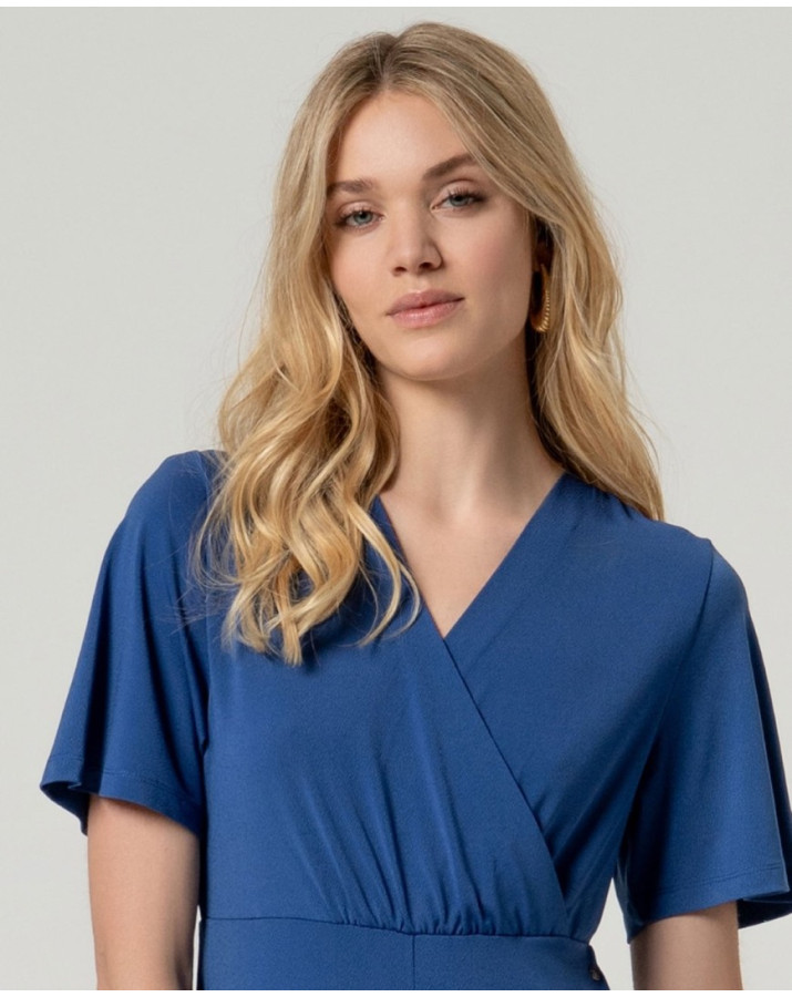 SURKANA Μπλε ολόσωμη φόρμα με σταυρωτό ντεκολτέ HIRO811