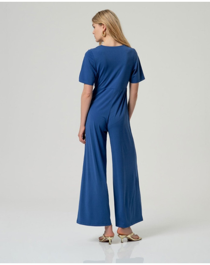 SURKANA Μπλε ολόσωμη φόρμα με σταυρωτό ντεκολτέ HIRO811