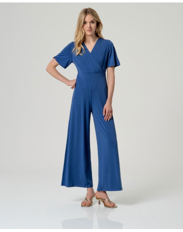 SURKANA Μπλε-Ραφ ολόσωμη φόρμα με σταυρωτό ντεκολτέ HIRO811