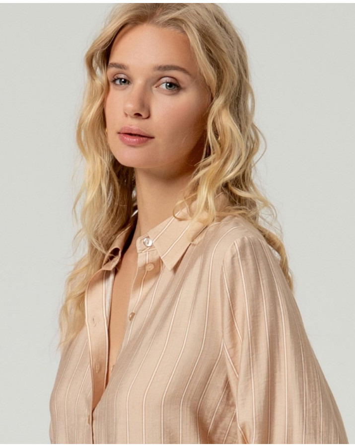 SURKANA Μπεζ ριγέ πουκάμισο SONY123