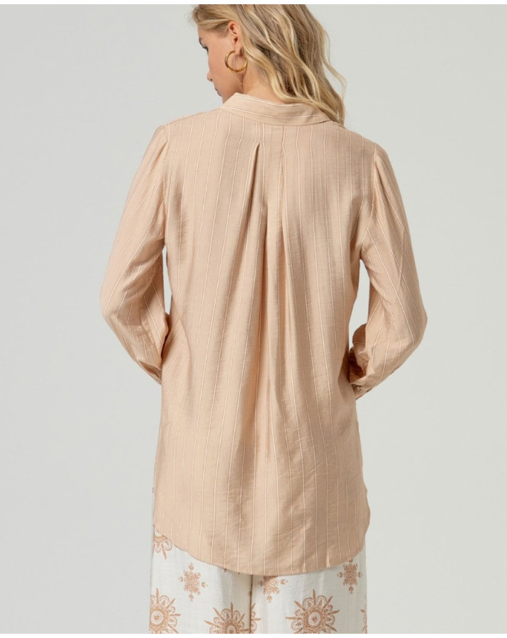 SURKANA Μπεζ ριγέ πουκάμισο SONY123