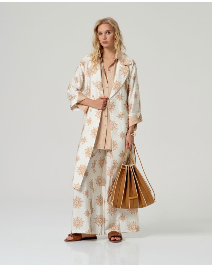 SURKANA Μπεζ ριγέ πουκάμισο SONY123