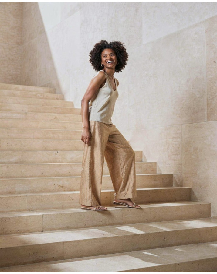 SURKANA Μπεζ παντελόνι με φαρδιά μπατζάκια SONY524