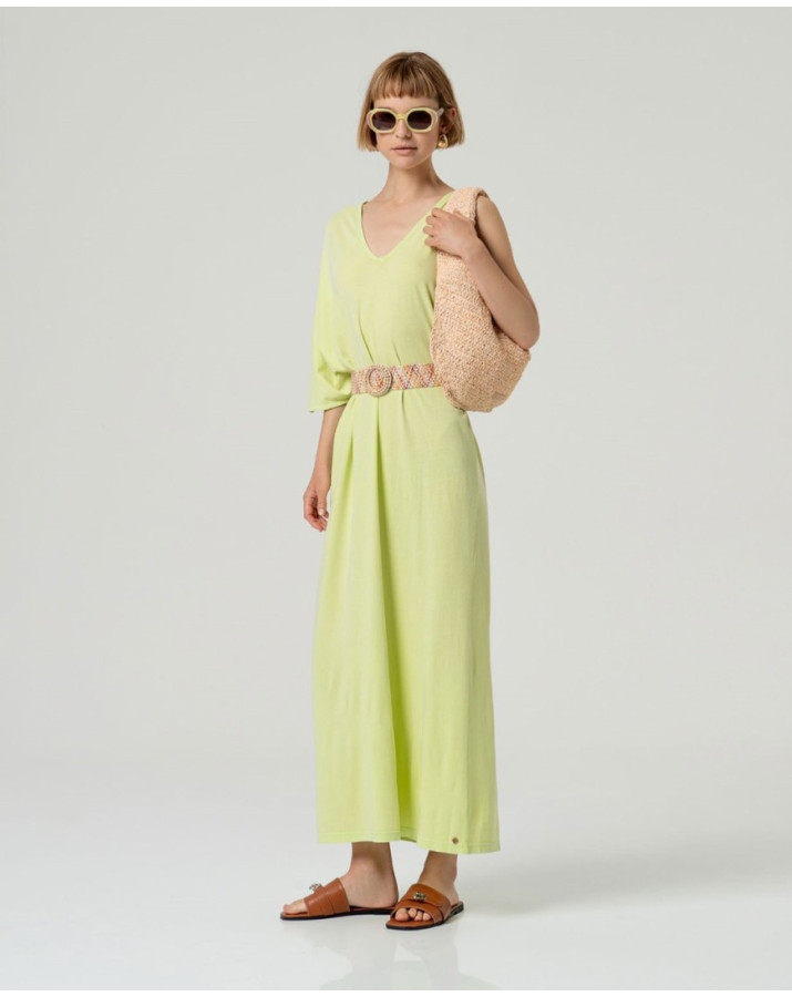 SURKANA Μακρύ φόρεμα με ασύμμετρο σχέδιο και V λαιμόκοψη NARA712