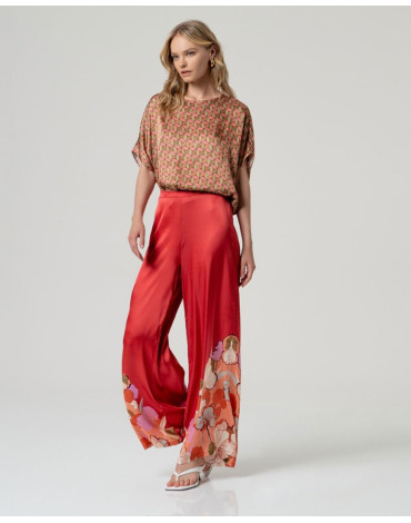 SURKANA Παντελόνι εμπριμέ κοραλί HISA525
