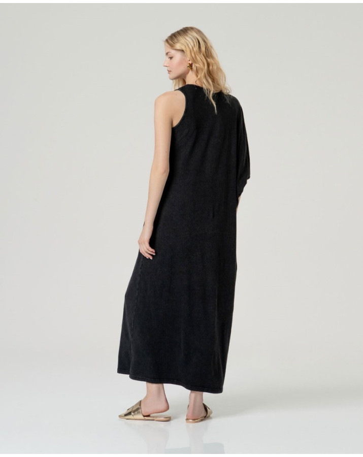 SURKANA Μακρύ φόρεμα με ασύμμετρο σχέδιο και V λαιμόκοψη NARA712