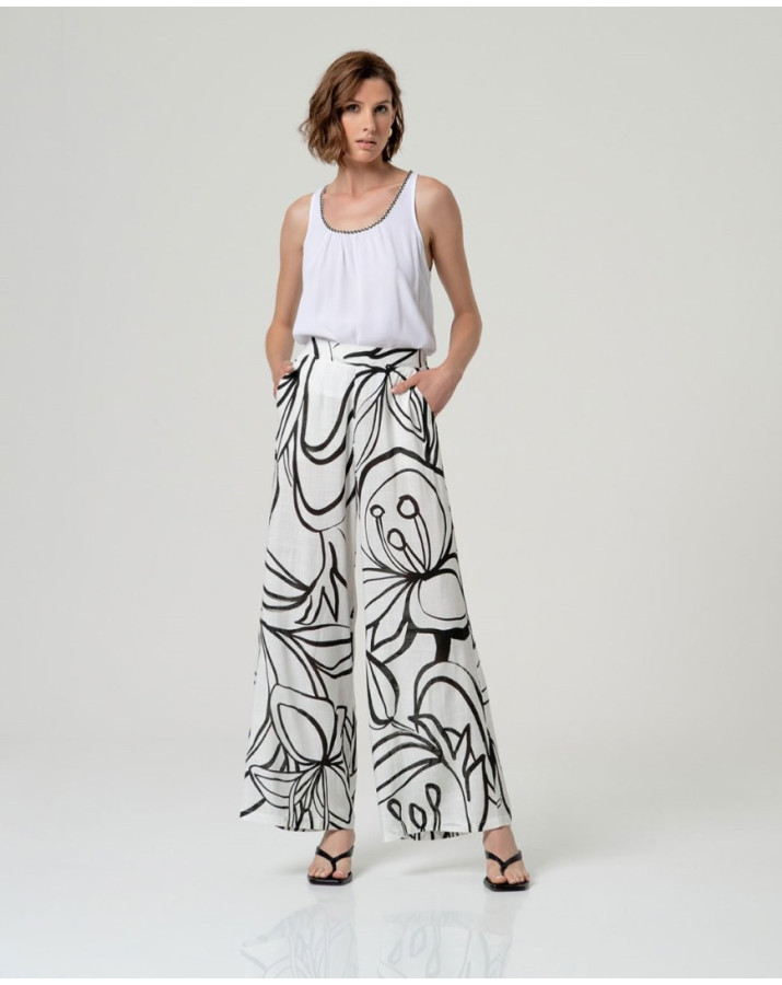 SURKANA Ψηλόμεσο ασπρόμαυρο παντελόνι UTFO525