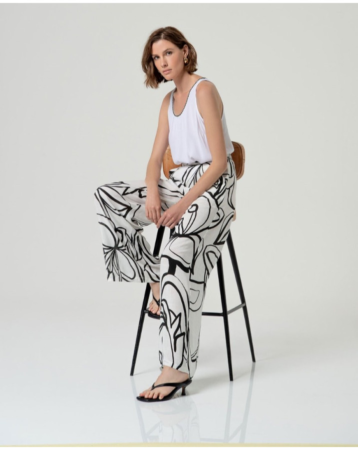 SURKANA Ψηλόμεσο ασπρόμαυρο παντελόνι UTFO525