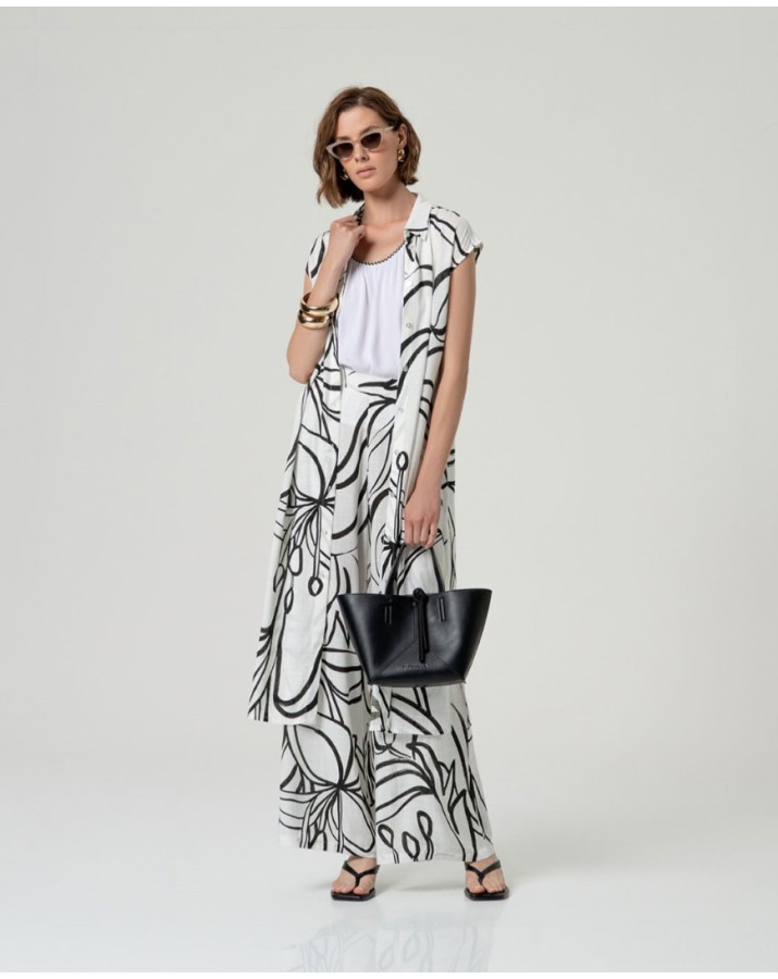 SURKANA Ψηλόμεσο ασπρόμαυρο παντελόνι UTFO525