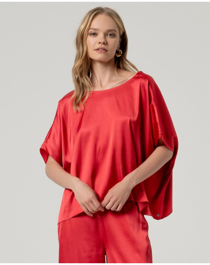 SURKANA Κοραλί μπλούζα με στρογγυλή λαιμόκοψη HIEN122