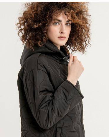 Μπουφάν με κουκούλα με επένδυση μαύρο 553SAKI422