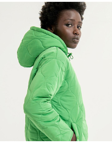 Μπουφάν με κουκούλα με επένδυση πράσινο SAKI422