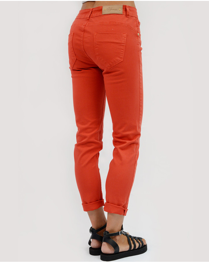Jean παντελόνι Queguapa βαμβακερό κόκκινο 