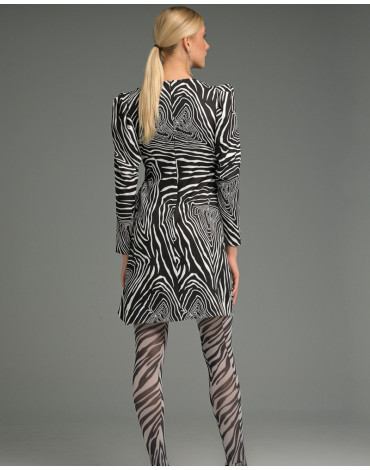 Φόρεμα κρουαζέ zebra με μακρύ μανίκι και βάτες