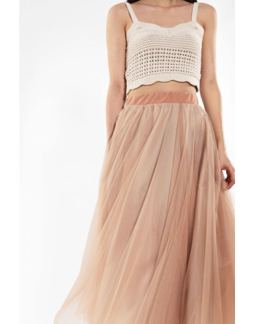 IMPERIAL GLS0HQG Μονόχρωμη πλισέ μίντι φούστα από τούλι IMPERIAL GLS0HQG Μονόχρωμη πλισέ μίντι φούστα από τούλι