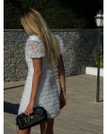  Καλοκαιρινό 3D-Floral Skater Mini-Dress -Λευκό