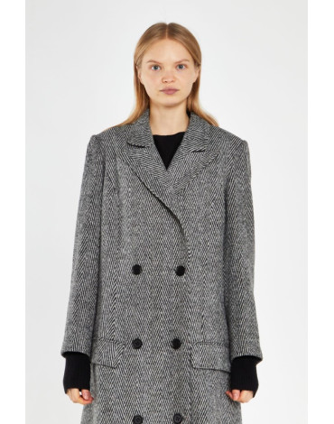 GLAMOROUS ΠΑΛΤΟ ΓΚΡΙ ΨΑΡΟΚΟΚΚΑΛΟ ΣΕ ΦΑΡΔΙΑ ΓΡΑΜΜΗ CK7638 