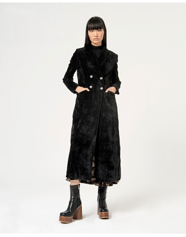 SURKANA ΜΑΚΡΥ ΒΕΛΟΥΔΙΝΟ ΜΑΥΡΟ ΠΑΛΤΟ RITE421