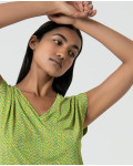 T-shirt με V-neck Acid πράσινο 525ORLY016 T-shirt με V-neck Acid πράσινο 525ORLY016