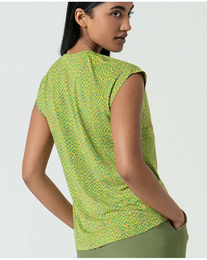 T-shirt με V-neck Acid πράσινο 525ORLY016