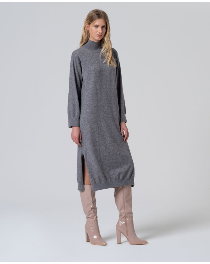 SURKANA MIDI ΓΚΡΙ ΦΟΡΕΜΑ ΜΕ ΣΚΙΣΙΜΟ ΣΤΟ ΠΛΑΙ