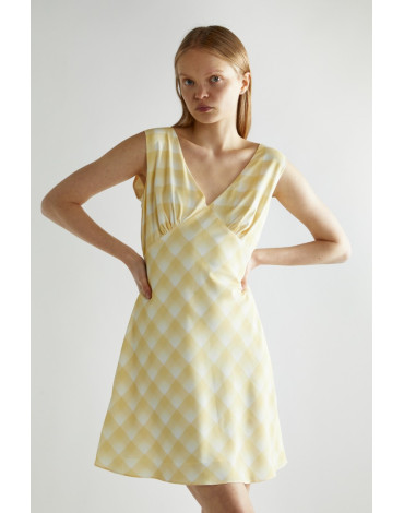  GLAMOROUS Μίνι φόρεμα με κίτρινο όμπρε με V λαιμόκοψη CK7546