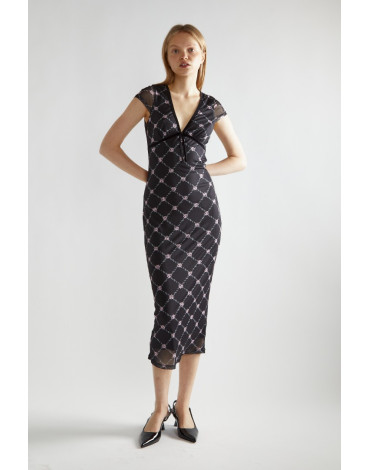 Φόρεμα Midaxi με δικτυωτό πλέγμα μαύρο τριαντάφυλλο Φόρεμα Midaxi με δικτυωτό πλέγμα μαύρο τριαντάφυλλο