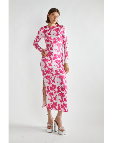 GLAMOROUS Φούστα μαξι,φούξια με λευκό HC0261 GLAMOROUS Φούστα μαξι,φούξια με λευκό HC0261