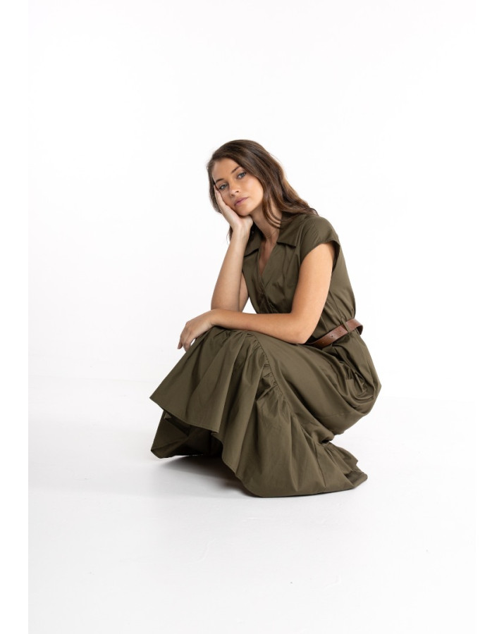 LOKITA Φόρεμα βαμβακέρο κλοςμε ζωνάκι στη μέση LOK7342