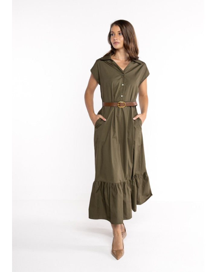 LOKITA Φόρεμα βαμβακέρο κλοςμε ζωνάκι στη μέση LOK7342