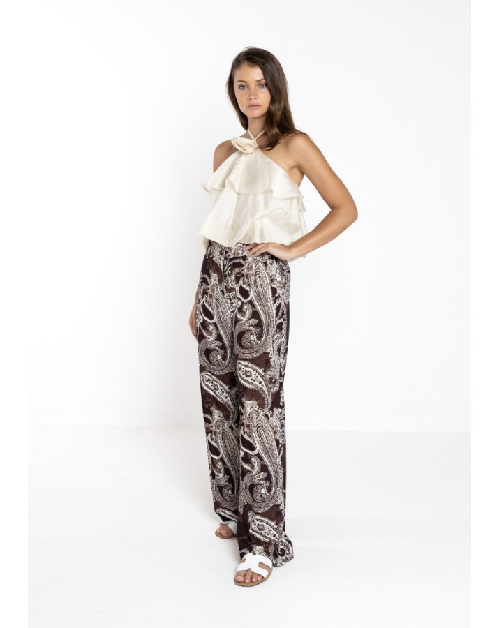 LOKITA Μπλούζα εξώπλατη με βολάν και μπουντουνίερα μπροστά LOK2665