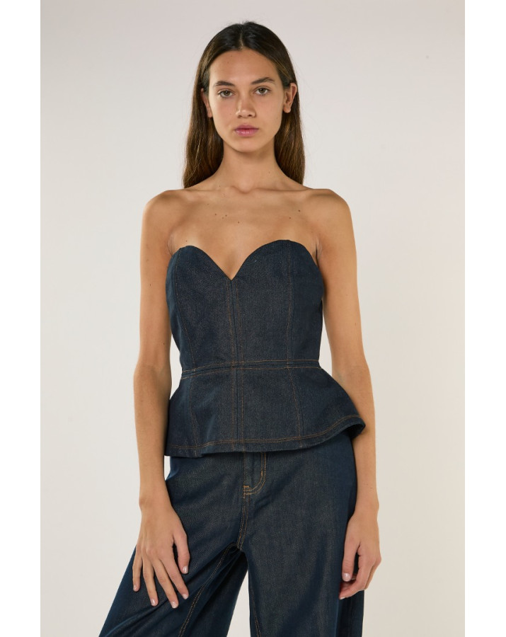 GLAMOROUS ΣΤΡΑΠΛΕΣ ΤΖΙΝ ΤΟΠ ΜΕ ΚΑΦΕ ΡΑΦΕΣ AN5536