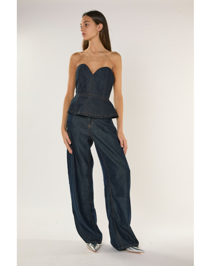 GLAMOROUS ΣΤΡΑΠΛΕΣ ΤΖΙΝ ΤΟΠ ΜΕ ΚΑΦΕ ΡΑΦΕΣ AN5536