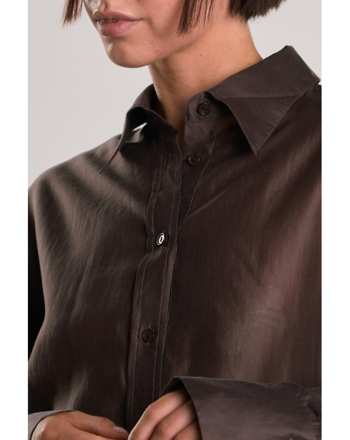 GLAMOROUS ΚΑΦΕ ΗΜΙΔΙΑΦΑΝΟ ΜΑΚΡΥΜΑΝΙΚΟ ΠΟΥΚΑΜΙΣΟ AN5677