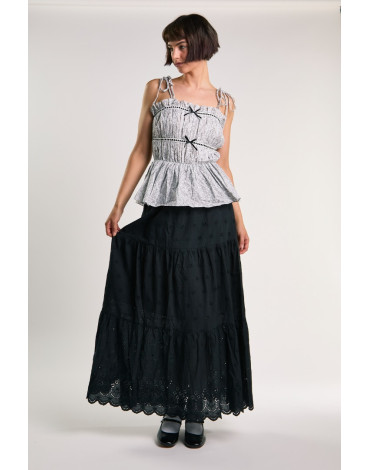 GLAMOROUS ΜΑΥΡΗ ΜΑΚΡΙΑ ΦΟΥΣΤΑ ΜΕ ΚΕΝΤΙΜΕΝΑ ΣΧΕΔΙΑ AN5698