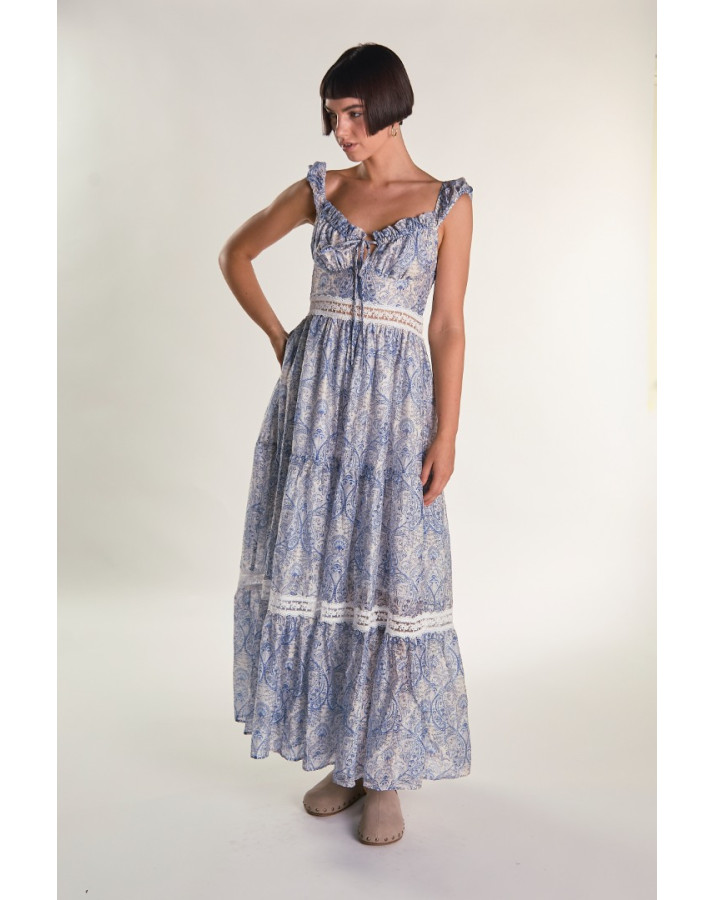 GLAMOROUS ΜΑΚΡΥ ΜΠΛΕ ΕΜΠΡΙΜΕ ΦΟΡΕΜΑ AN5714