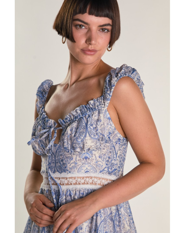 GLAMOROUS ΜΑΚΡΥ ΜΠΛΕ ΕΜΠΡΙΜΕ ΦΟΡΕΜΑ AN5714