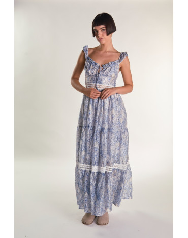 GLAMOROUS ΜΑΚΡΥ ΜΠΛΕ ΕΜΠΡΙΜΕ ΦΟΡΕΜΑ AN5714