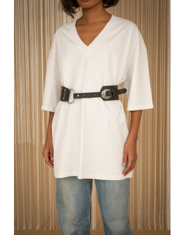 PHILIA LOFT Ζώνη με ασημή αγκράφα B0129 