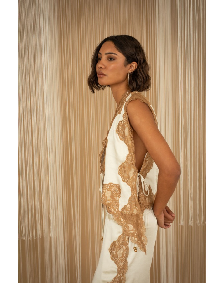 PHILIA LOFT ΓΙΛΕΚΟ ΜΕ ΔΑΝΤΕΛΑ ΚΑΙ ΔΕΣΙΜΟ ΜΠΡΟΣ ΚΑΙ ΠΛΑΙ ΜΕ ΚΟΡΔΟΝΙ D02E0135