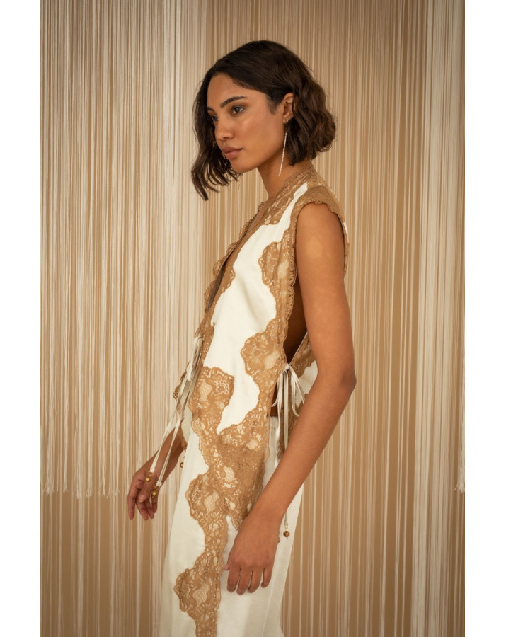 PHILIA LOFT ΓΙΛΕΚΟ ΜΕ ΔΑΝΤΕΛΑ ΚΑΙ ΔΕΣΙΜΟ ΜΠΡΟΣ ΚΑΙ ΠΛΑΙ ΜΕ ΚΟΡΔΟΝΙ D02E0135