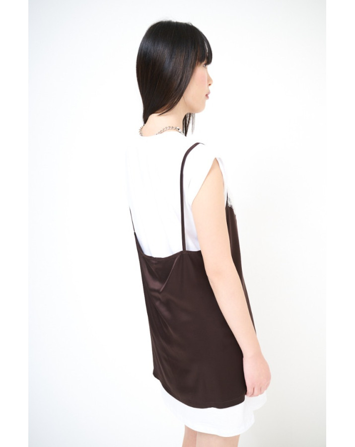 KIKISIX ΑΣΠΡΗ ΜΠΛΟΥΖΑ ΜΕ ΜΑΥΡΟ ΦΟΡΕΜΑ ΣΑΤΕΝ ΚΑΙ ΔΑΝΤΕΛΑ KXAB2014BLK