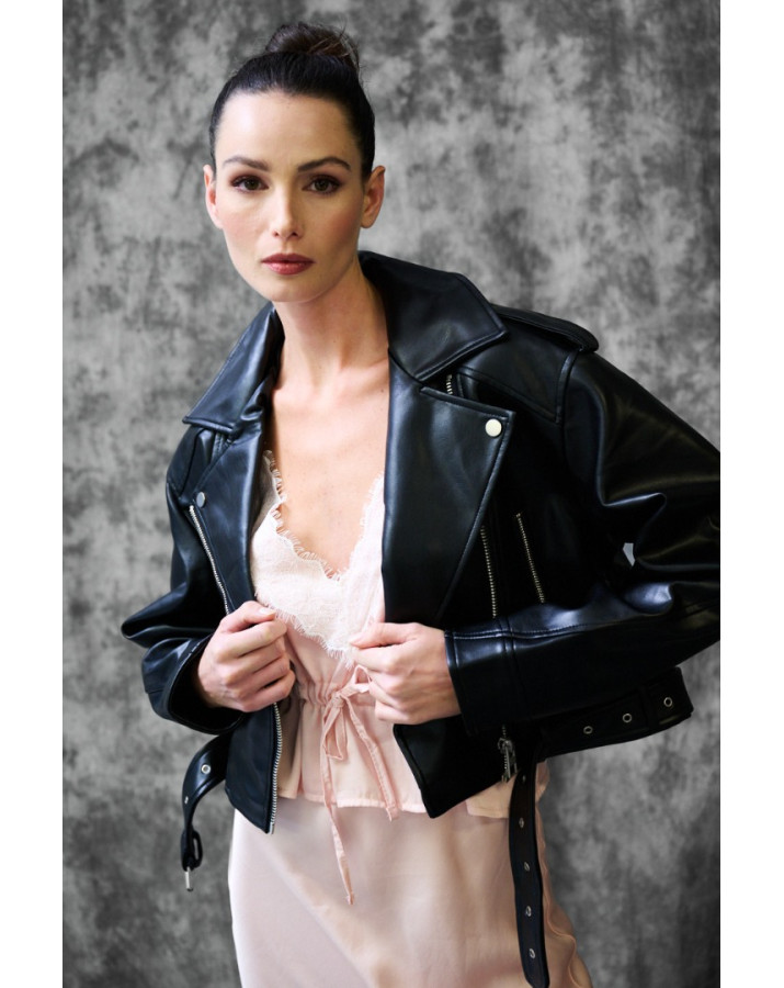 KIKISIX ΚΡΟΠ ΜΑΥΡΟ ΜΠΟΥΦΑΝ ΑΠΟ ΟΙΚΟΛΟΓΙΚΟ ΔΕΡΜΑ KXGI1780BLK