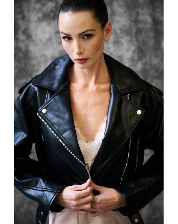 KIKISIX ΚΡΟΠ ΜΑΥΡΟ ΜΠΟΥΦΑΝ ΑΠΟ ΟΙΚΟΛΟΓΙΚΟ ΔΕΡΜΑ KXGI1780BLK